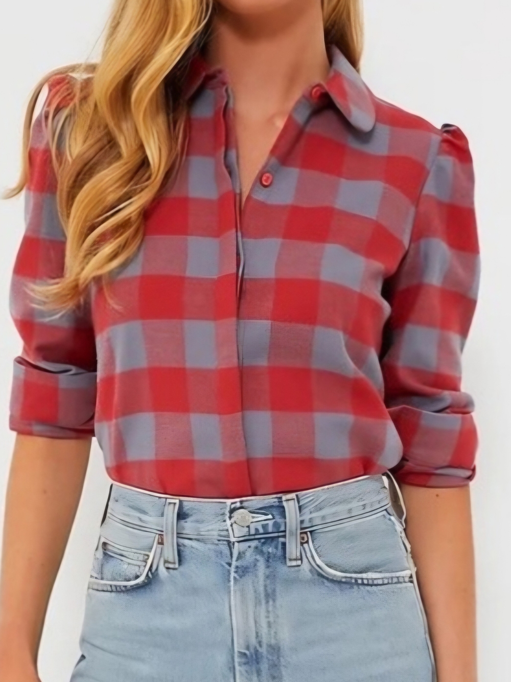 Tuckernut Saranac Red/Gray Buffalo Check Long Sleeve Shirt, Sz L